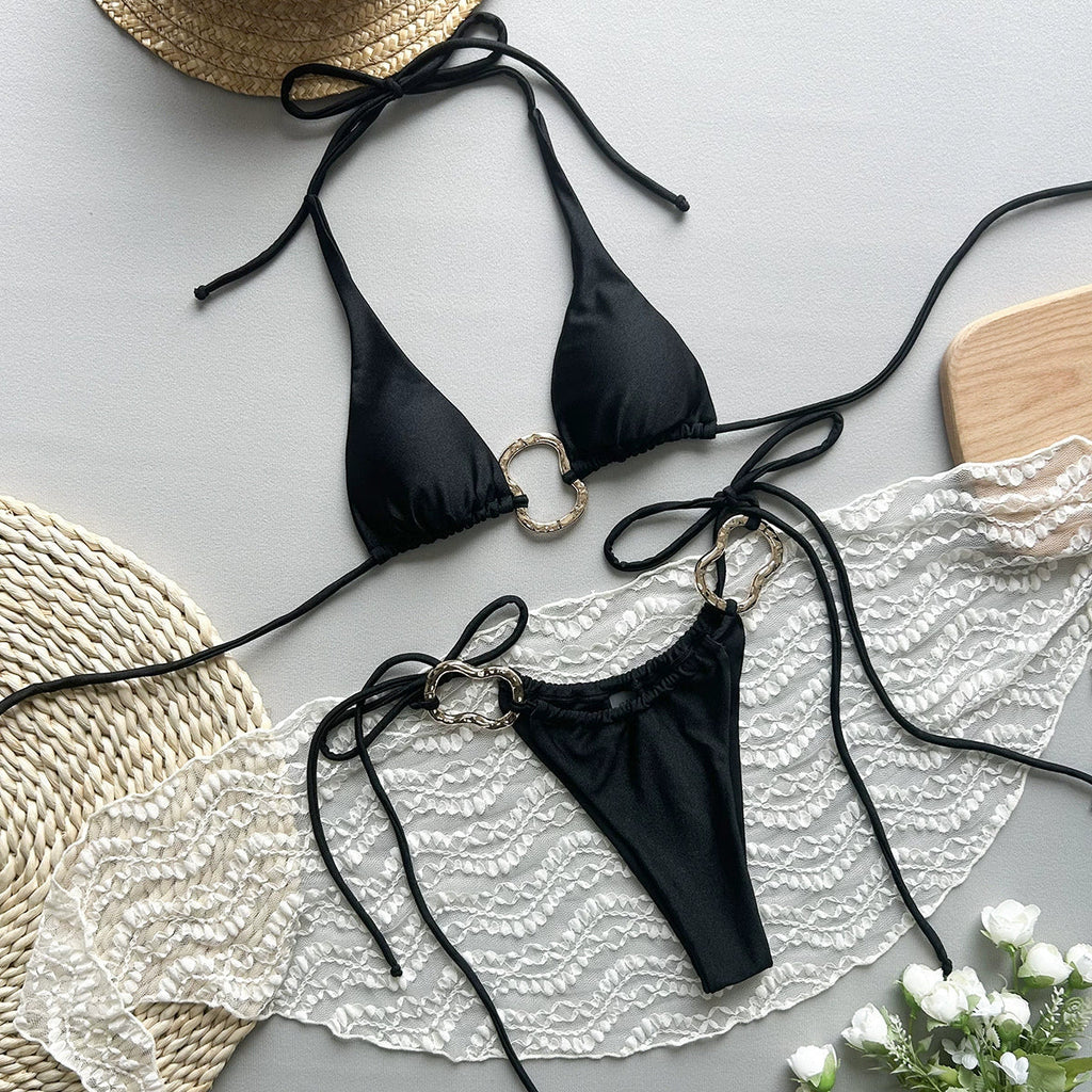 April Gold Detail Bikini Set