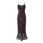 Floral Print Ruffle Hem Maxi Dress