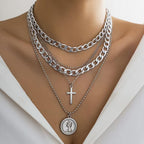 Multi Layer Cross Pendant Gothic Necklace