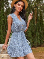 Escondido Floral Tiered Babydoll Dress Dark Navy Multi