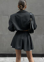 Cropped Blazer and Skater Skirt Set - Modern Sophistication
