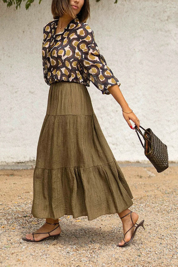 Unique Printed Lapel Button-down Loose Casual Shirt