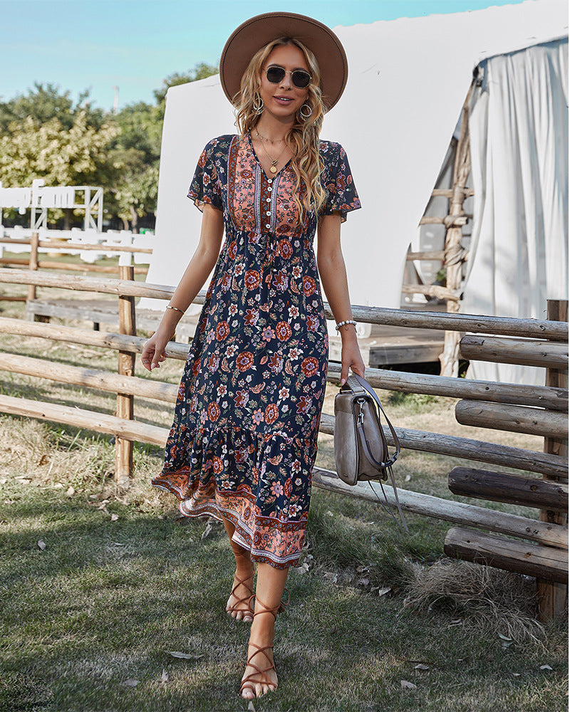 Club Tropicana Embroidered Maxi Dress Salmon FINAL