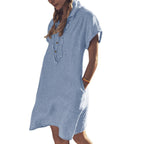 Dowling Cotton + Tencel Pocketed Chambray Shirt Dress
