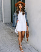 Harmony Cotton Button Down Shirt Dress White
