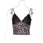 Alania Leopard Print V-Neck Crop Top