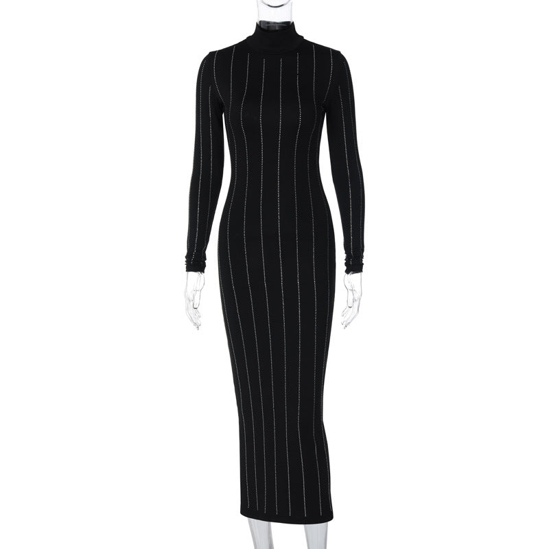 Joslynn High Neck Rhinestone Midi Dress