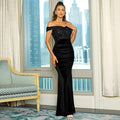 High Waist Sleeveless Elegant Sequined Toast Dress Evening