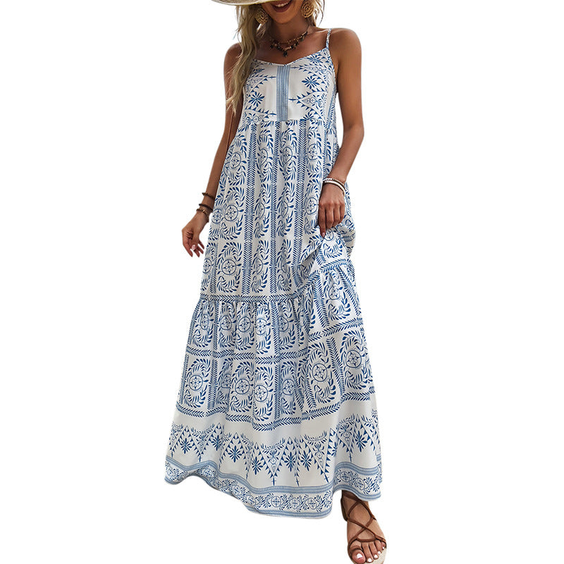 Smiling For No Reason Floral Maxi Dress Blue FINAL