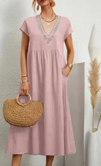Irina Effortless Short Sleeve V Neck Dress Statement Occasion Edit