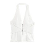 Canvas Halter Neck Backless Lapel Vest
