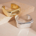 Sculpted Square Cuff Bracelet – Bold Minimalist Statement