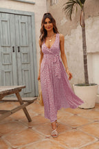 Trystan Floral Crochet Tiered Maxi Dress Coral