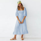 Samantha Puff Sleeve Midi Dress French Blue