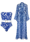 Santorini Breeze Strapless Swimsuit & Sheer Cover-Up Set