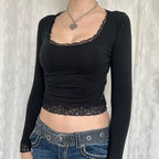 Jaidah Lace Square Neck Top