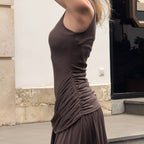 Aarna Pleated Splicing Maxi Dress
