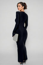 Ceni Straight Shoulder Flare Sleeve Maxi Dress
