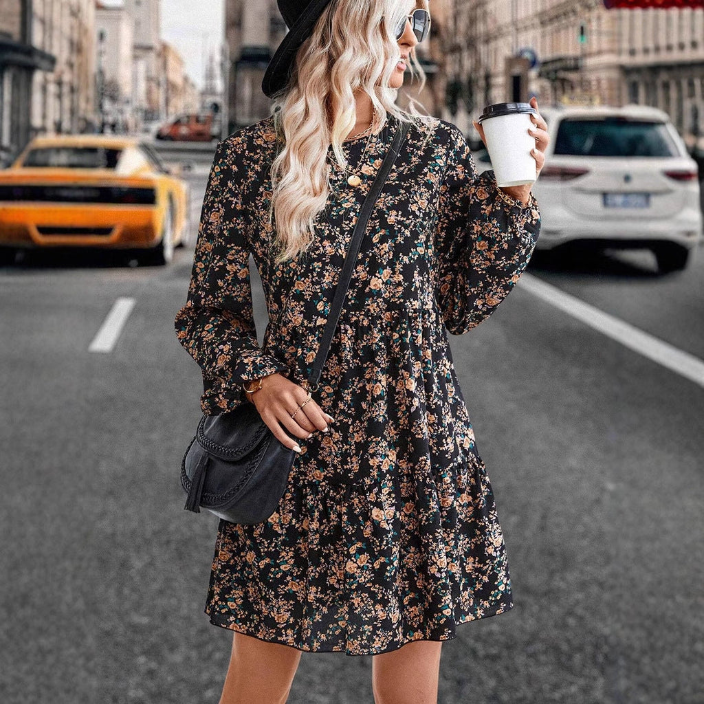 Maribel Premium Women's Blouse Dress with a Fine Floral Pattern and a Flattering Cut Boutique Collection
