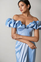 Ardend Off-Shoulder Ruffle Split Maxi Dress