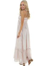 Evelyn Striped Halter Maxi Dress Blush Multi