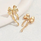 Elegant Golden Bow Dangle Earrings