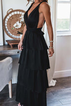 Formal Introduction Ruffle Tiered Maxi Dress Black