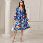 Digital Printed Chiffon High Waist Dress