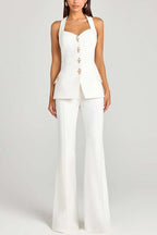 Women Power High Rise Side Zipper Flare Slim Fit Pants