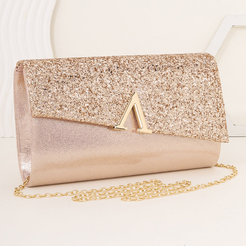Minimalist Sparkly Asymmetrical Clutch Crossbody Bag