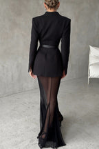 Long sleeved satin top S V collar single button long sleeved set