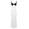 Camisole Evening Dress Split Velvet Patchwork Cutout Maxi Dress Underdress