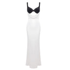 Camisole Evening Dress Split Velvet Patchwork Cutout Maxi Dress Underdress