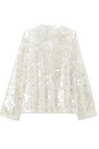 Fashion Sequined Casual Long-sleeved Tie Loose Coat