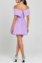 Elegant Evening Lapel Bandeau Removable Belt Pocketed Mini Dress