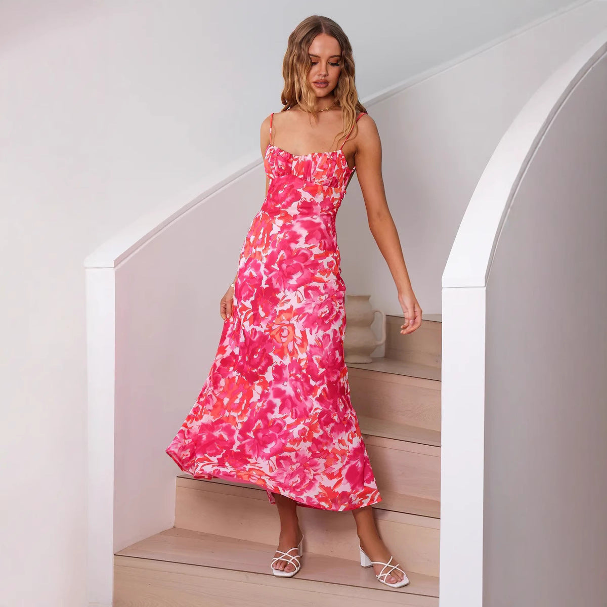 Wanda Exclusive Women's Floral Maxi Dress with Ruffle Hem Designer Edit