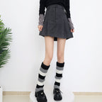 Knit Striped Color Block Slouchy Red Leg Warmers