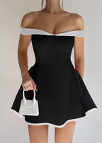 Classic Off-Shoulder Black Mini Dress