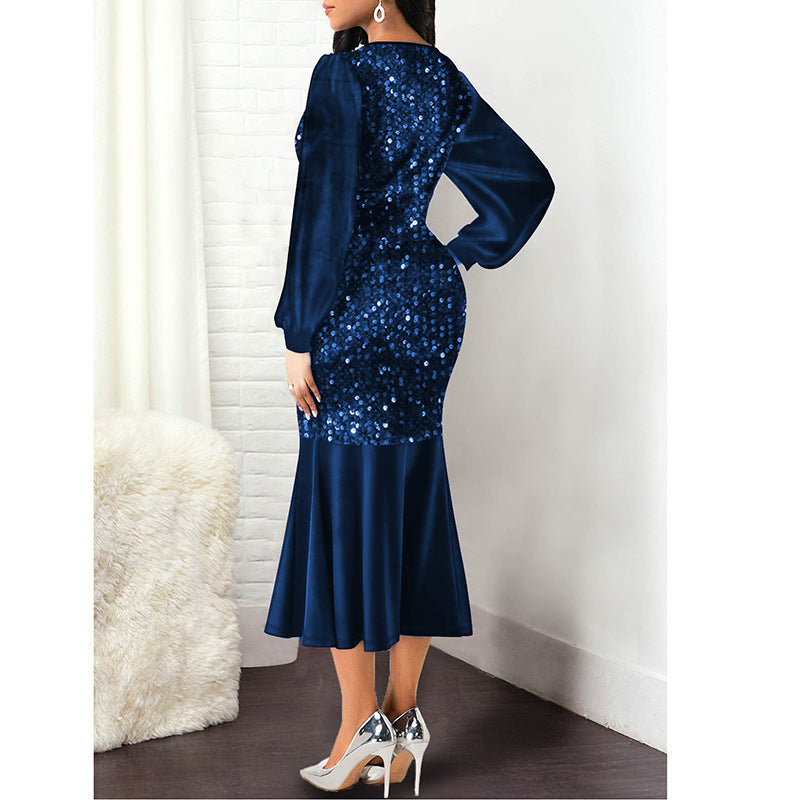 DressBetty - Sequin High Waist Fishtail Dress