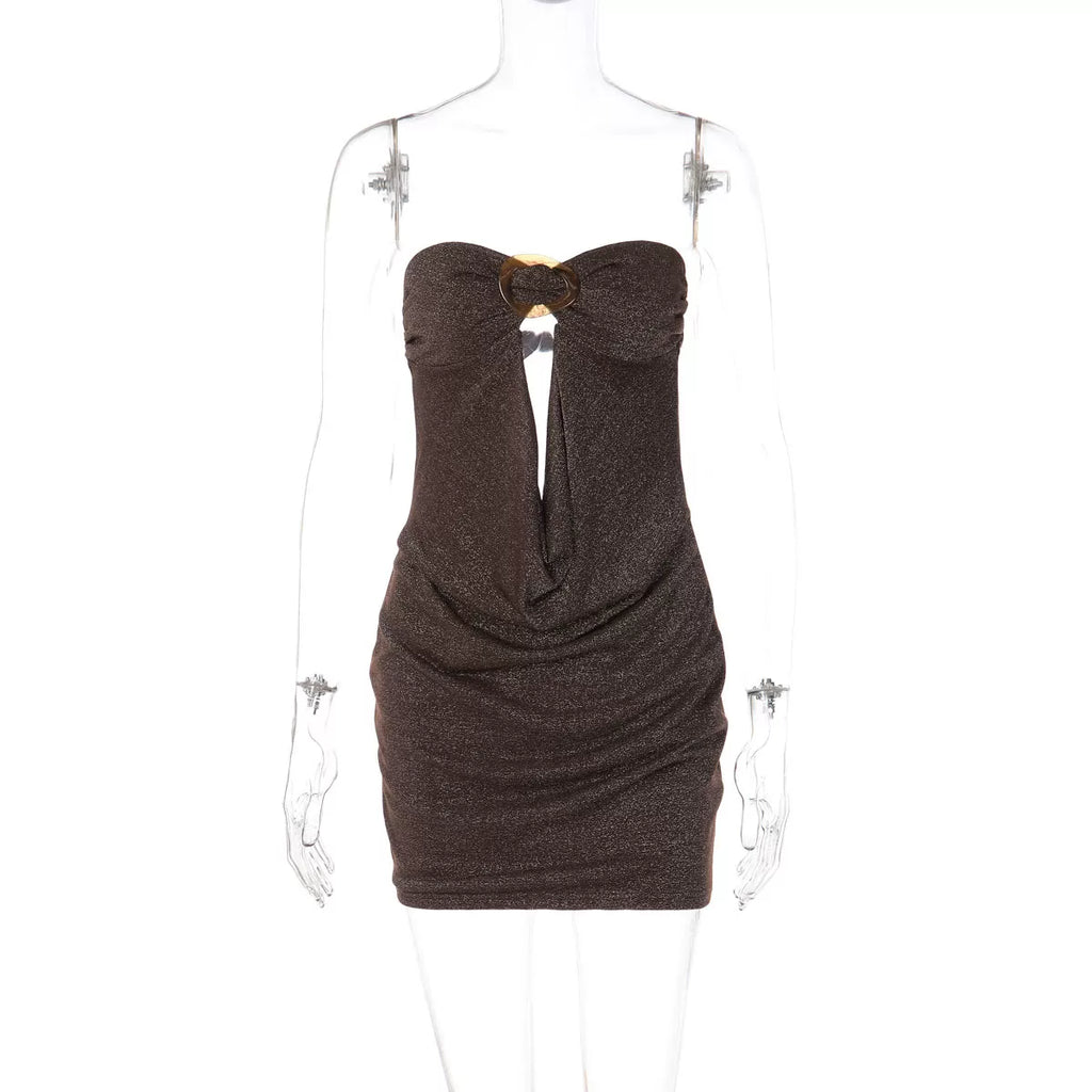 Sequin Strapless Backless Mini Dress
