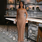 Slim Fit Slit Dress off the Shoulder Maxi