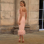 Fur Collar Off Shoulder Dress
