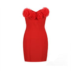 Floral Chest Cup Short Bandage One Piece Slim Tube Top Dress