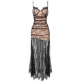 Black Pleated Lace Spaghetti Straps Sleeveless Maxi Evening Dresses Dress