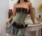 Denim Corset Mini Dress