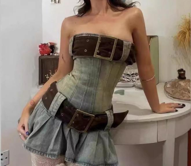 Denim Corset Mini Dress