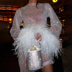 Feather Shimmer Mesh Dress
