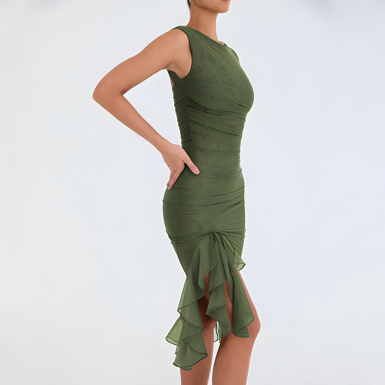 Irene Elevated Midi Dress with Ruffles Occasion Wear