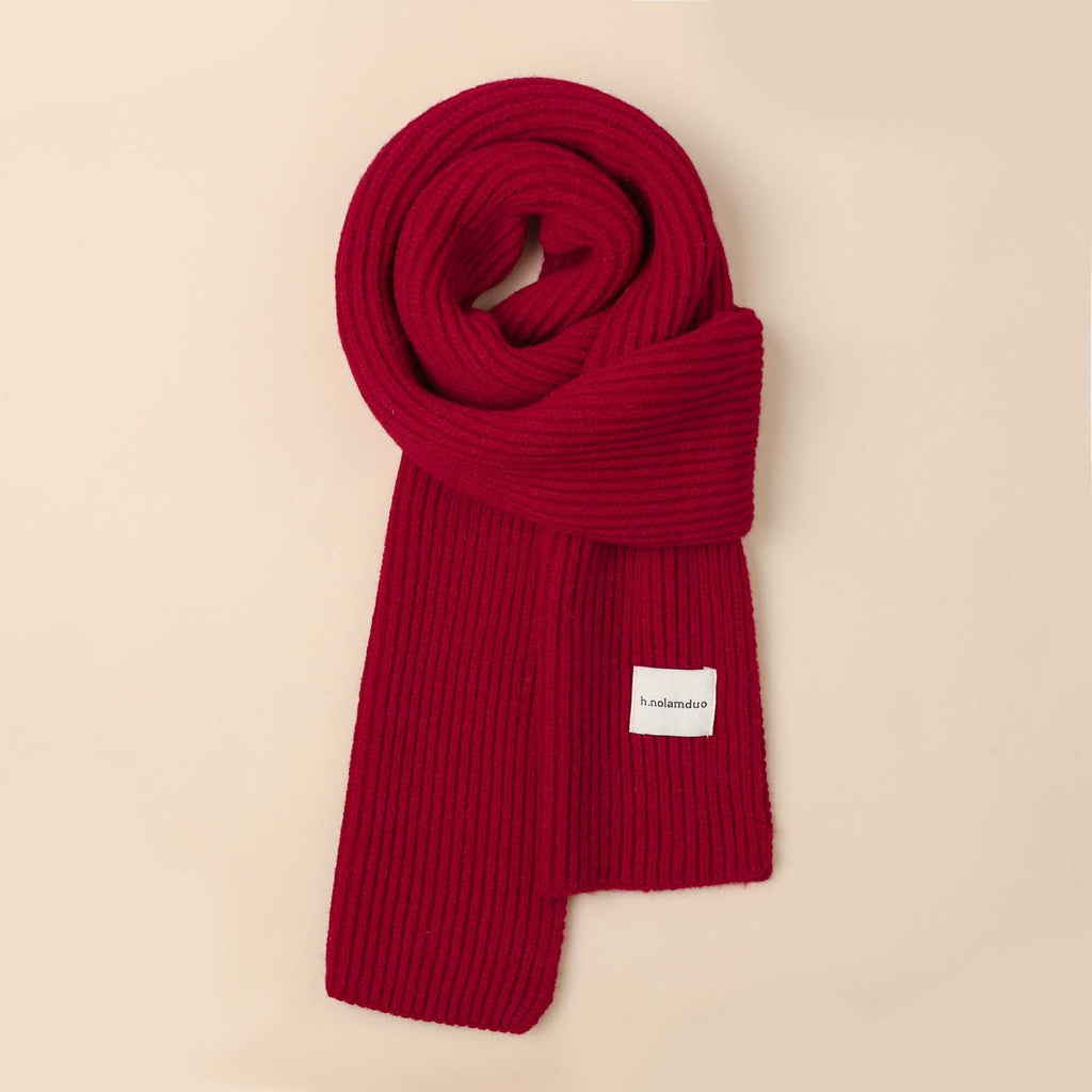 Solid Pompom Knit Scarf