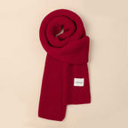 Solid Pompom Knit Scarf